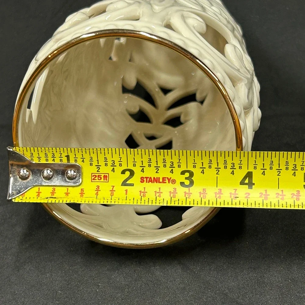 Lenox Classic Scroll Pierced Vase Ivory Fine China Gold Trim 8.25 inch 6125751